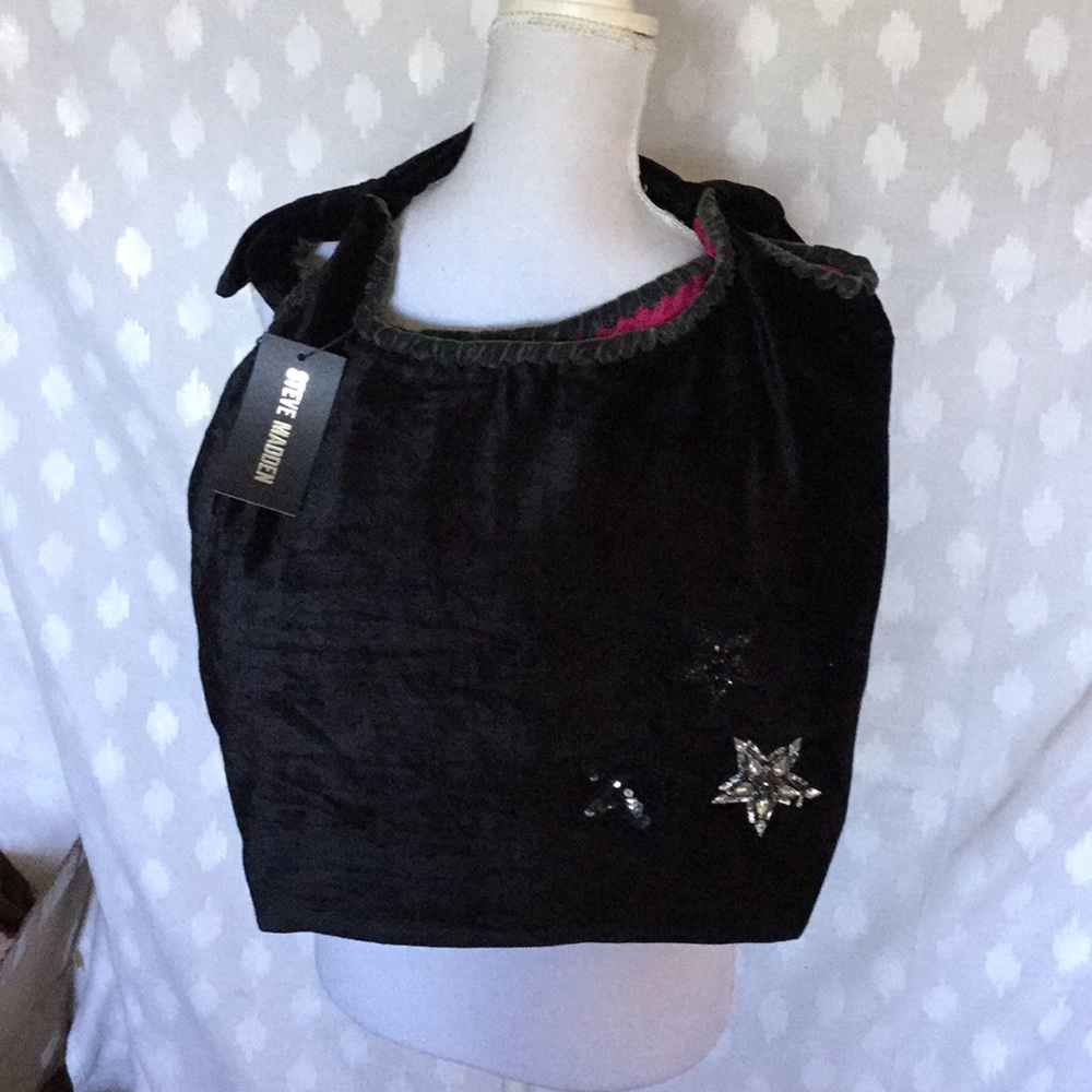 Steve Madden Crushed Velvet Embellished Hobo bag